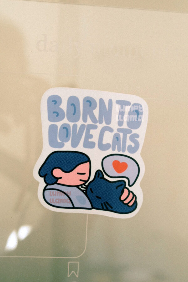 Born to Love Cats Glossy Vinyl Sticker - Image 2