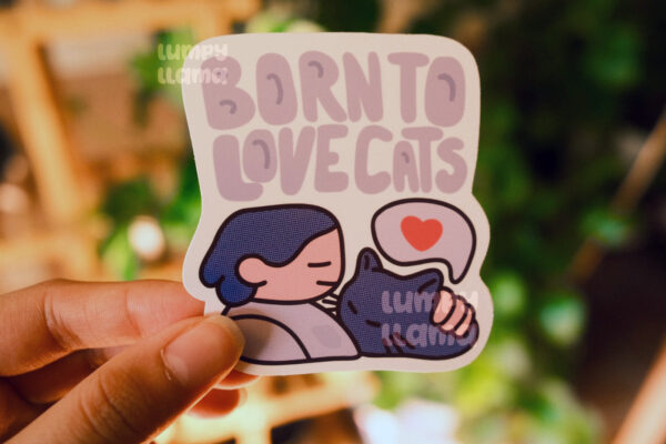 Born to Love Cats Glossy Vinyl Sticker - Image 3