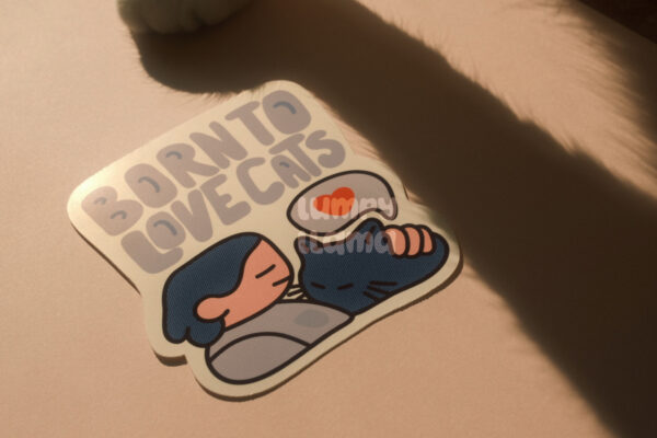 Born to Love Cats Glossy Vinyl Sticker - Image 4