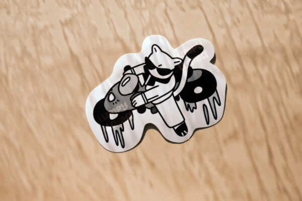 Akira Bike Slide Cat Glossy Vinyl Sticker