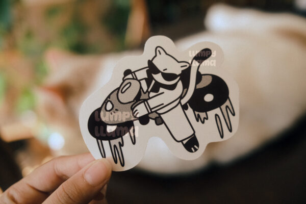 Akira Bike Slide Cat Glossy Vinyl Sticker - Image 3