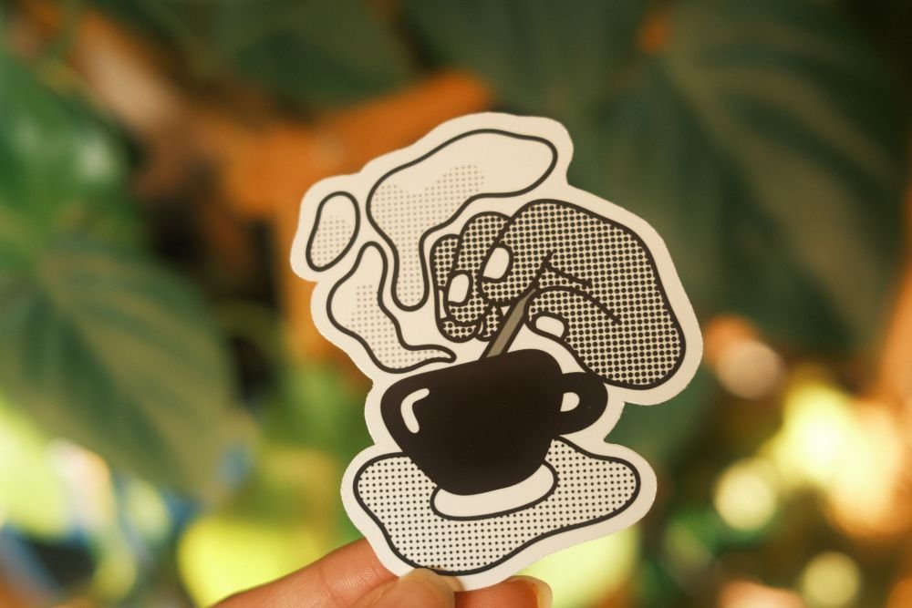 Aesthetic Sticker – Cozy Coffee Cup Glossy Vinyl Sticker for Coffee Lovers - Image 3